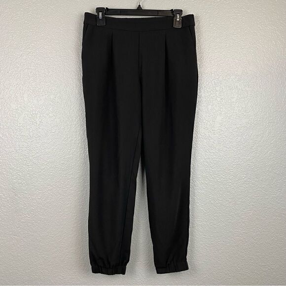 Trouve Womens Elastic Waist Tapered Leg Pleated Front Pull-On Pants Black Size 6 - Picture 1 of 5